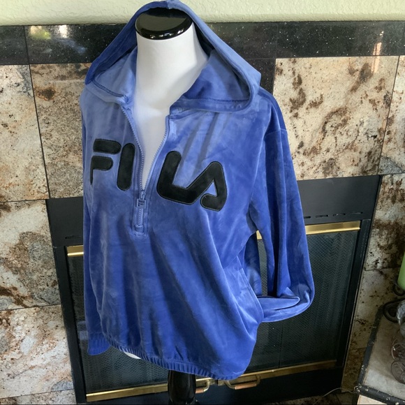 FILA 3/4 zip Bomb Blue Hoodie - Picture 3 of 12